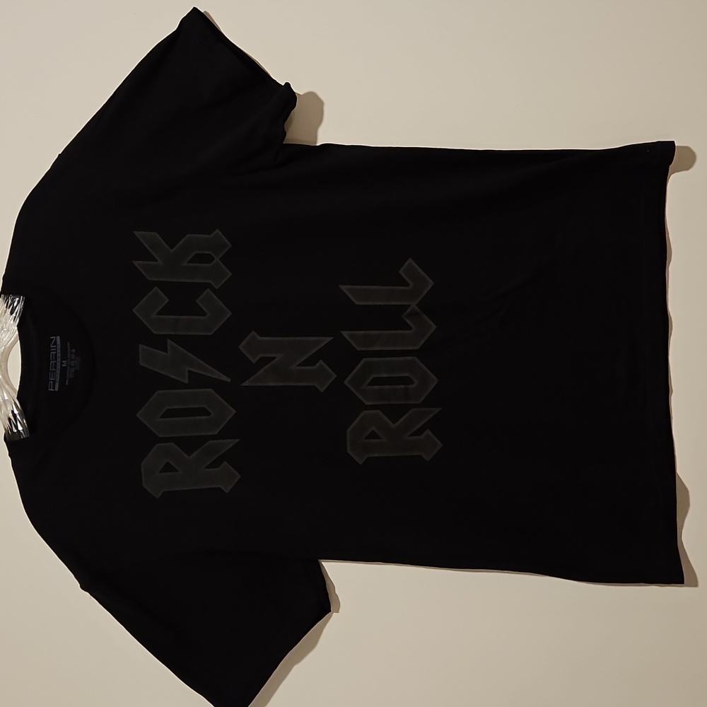 Rock and Roll black short sleeve concert tee shirt Med. Perrin UNISEX